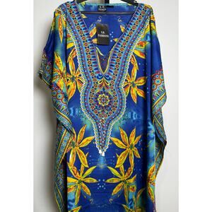 S.R. Fashions Blue and Yellow Maxi Dress